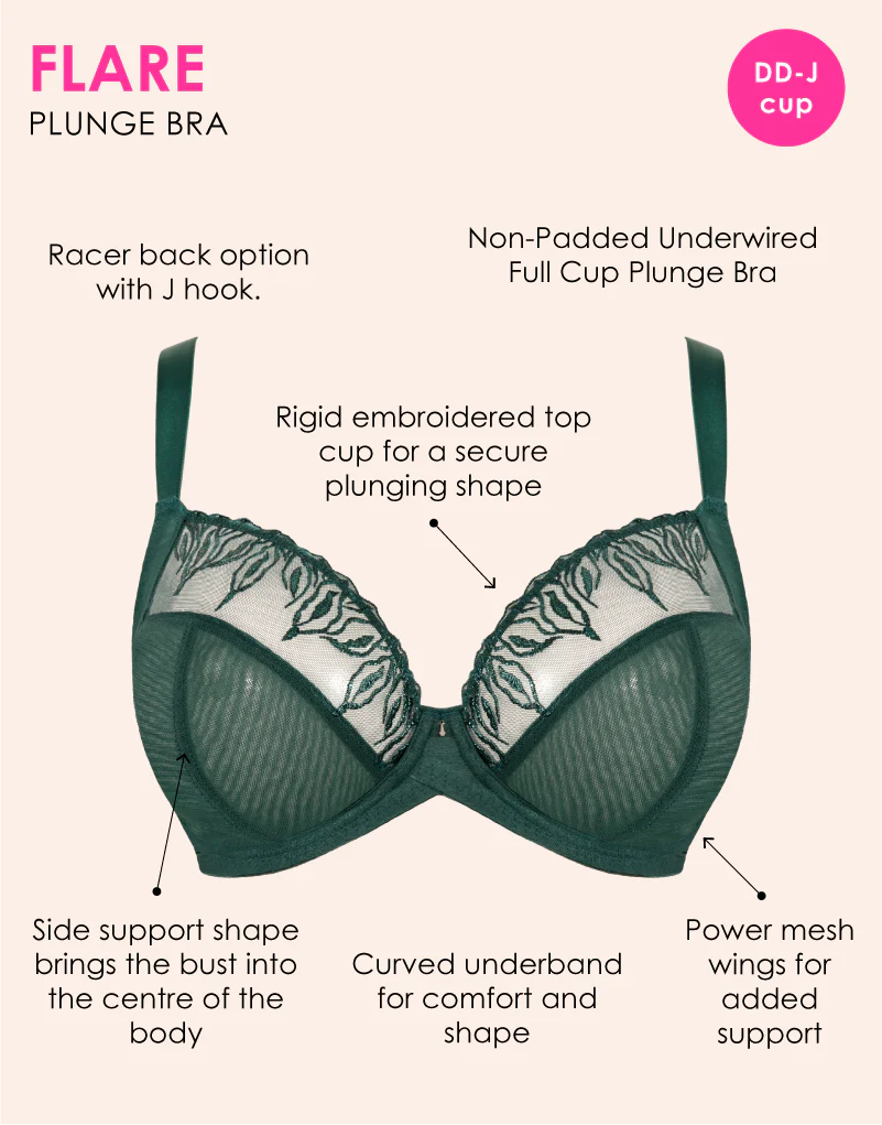 Curvy Kate Flare Full Cup Plunge Side Support Bra Emerald Sparkle - Image 3