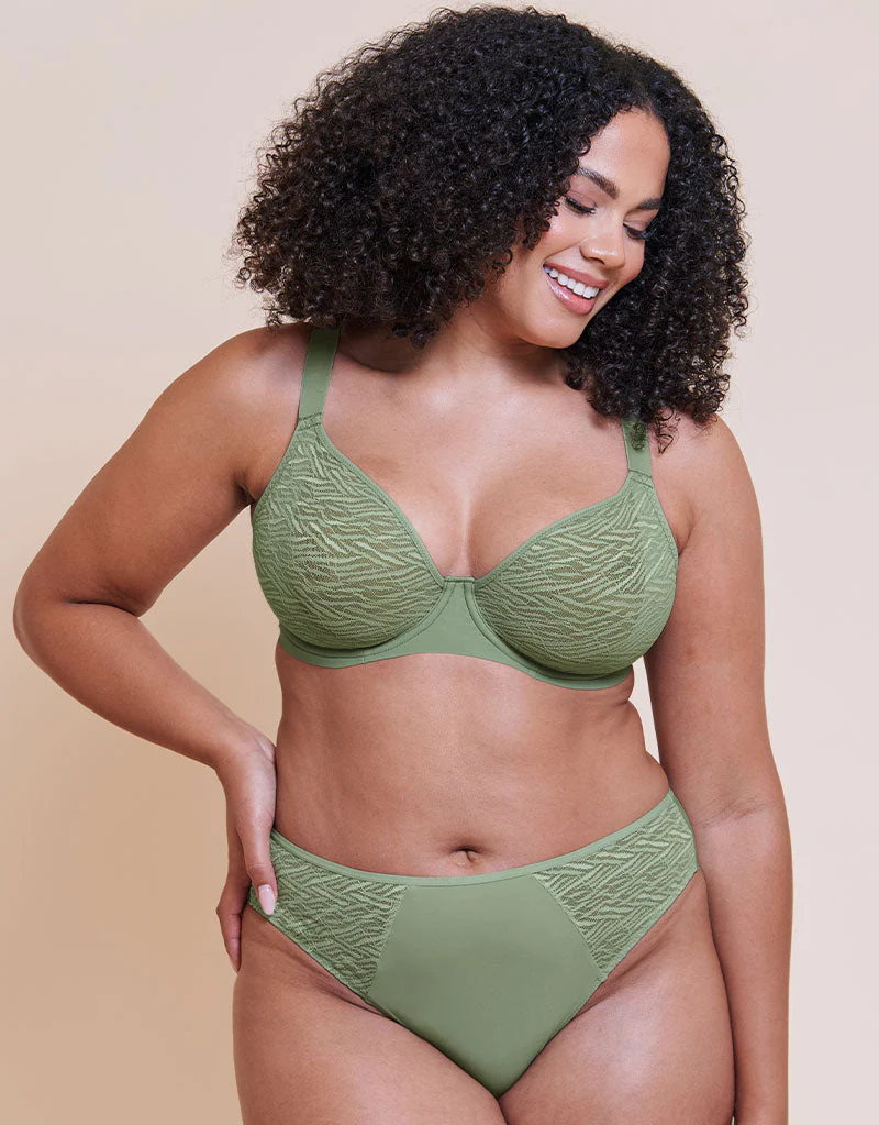 Curvy Kate Smoothie Lace Brazilian Brief Sage Green - Image 3