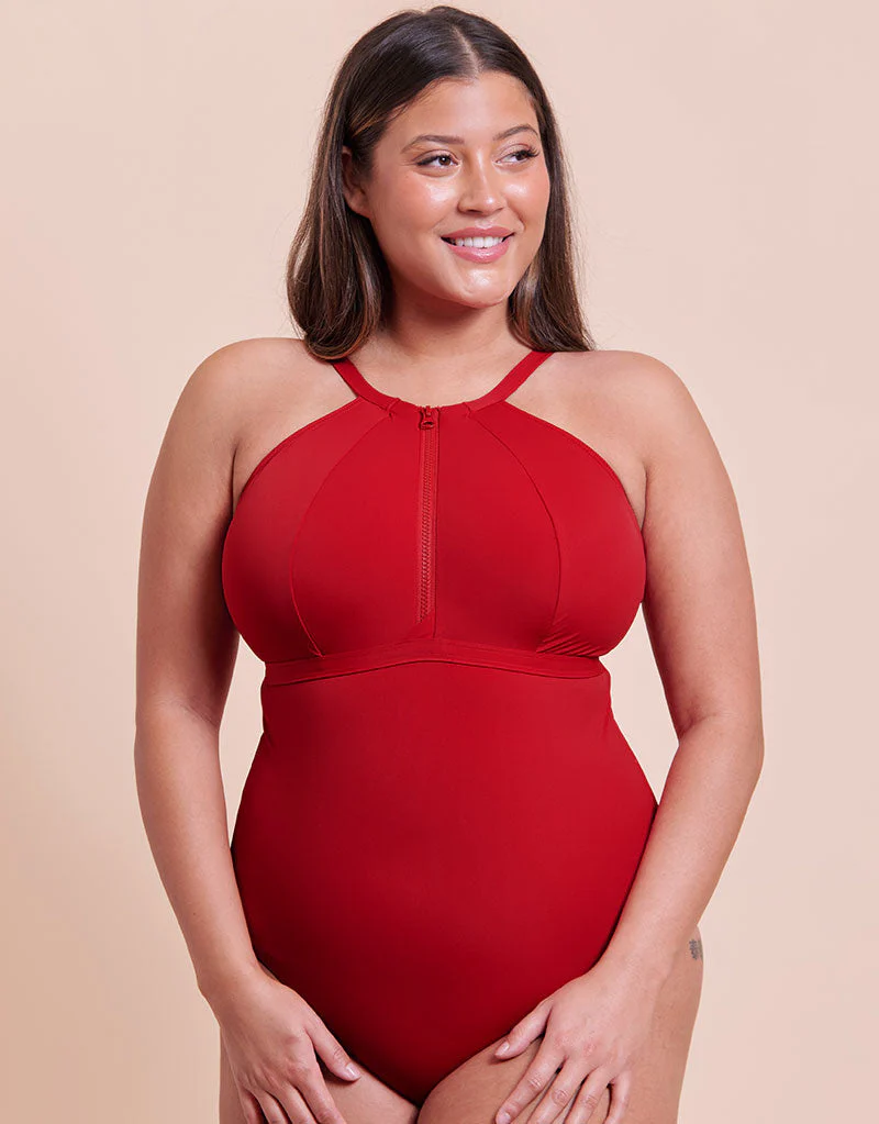 Curvy Kate Zip Tide Non-Wired Multiway Swimsuit Red - Image 2